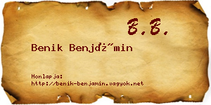 Benik Benjámin névjegykártya